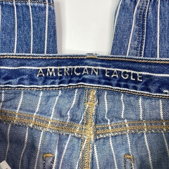 American Eagle Mom Jean Skinny Blue White Pinstripe Size 0 Regular - Picture 11 of 14
